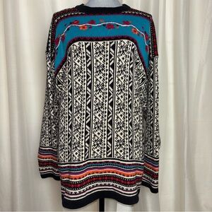Interim Vintage Y2K Knit Embroidered Floral Ski Sweater